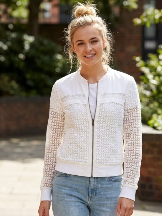 Superdry Tops - Superdry White Lace Bomber Jacket 🫖✨